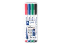 Viltstift Staedtler 301 whiteboard pen rond 1mm 4 stuks assorti