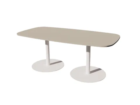 Linesto vergadertafel 200x100 deens ovaal lichtgrijs 25mm wit