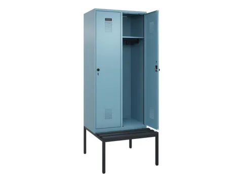 locker met bank,HxBxD 2120x800x815mm,2vak,vak B 400mm,draaigrendel