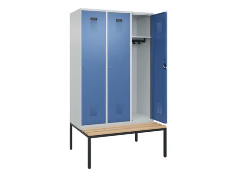 locker met bank,HxBxD 2120x1200x815mm,3vak,vak B 400mm,cilinderslot