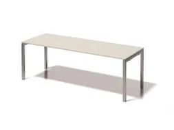 bureau HxBxD 740x2200x800mm blad grijswit 4-voeten zilverkleurig