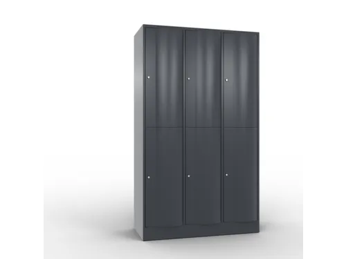 lockerkast cil.slot 1950x1150x540mm 3x2 vakken RAL7021 front RAL7021