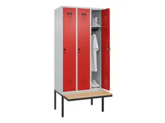 locker met bank,HxBxD 2120x900x815mm,3vak,vak B 300mm,draaigrendel