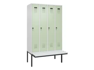 locker met bank,voor scheiding van kleding,HxBxD 2120x1200x815mm,4vak - 2