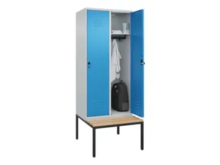 locker met bank,HxBxD 2120x800x815mm,2vak,vak B 400mm,draaigrendel - 3