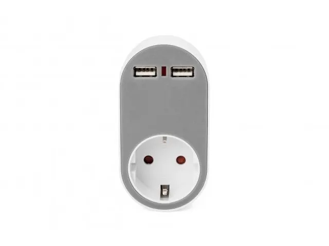 Stekker-oplaadadapter met 2 USB-poorten 250V 50Hz USB 5V 2.1A wit/grij