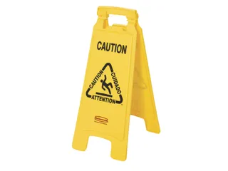 Waarschuwingsbord Caution meertalig 67x28x4cm geel - 2