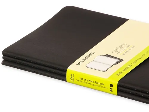 Schrift Moleskine 130x210mm blanco 160 pagina's 70gr zwart set à 3 st