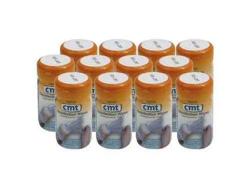 CMT Desinfectie wipes blauw 14x14cm N14019 12 bussen
