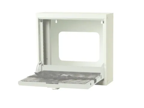 hangkast,v. laptops,HxBxD 410x500x150mm,klapdeur,slot,romp RAL7035