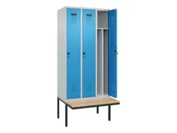 locker met bank,voor scheiding van kleding,HxBxD 2120x900x815mm,3vak
