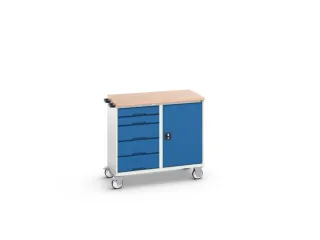 montagetafel 980x1050x600mm multiplexblad 5 laden kast front RAL5010 - 1