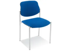 Bezoekersstoel,4Voeten Ronde Buis Aluminium-Zilver,Zitting Stof Blauw