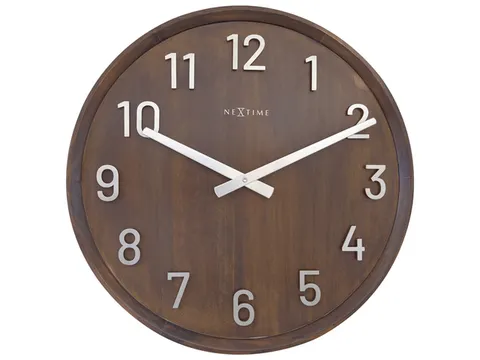 Grote wandklok - 50cm- Stille klok - Walnoot hout - NeXtime "Precious"