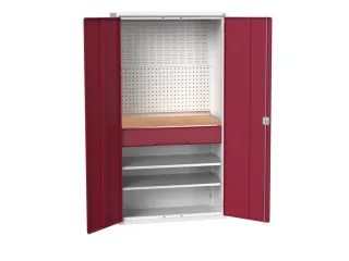 Systeemkast 2000x1050x550mm 2xlegbord 1lade RAL7035+RAL3004 - 1