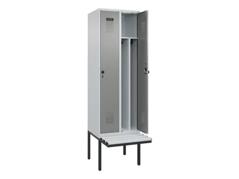 locker met bank,voor scheiding van kleding,HxBxD 2120x600x815mm,2vak