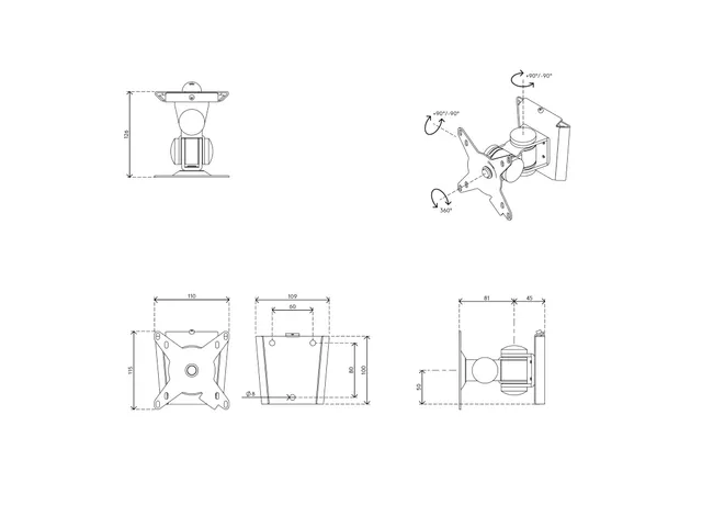 ViewMate Style Muurbevestiging 032 Zilver Tot 24 Inch 1 Scherm