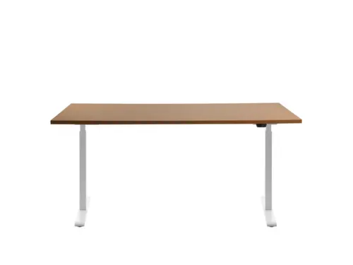Elektrisch ihv bureau,HxBxD 700-1200x1600x800mm,blad beuken,T-voet wit