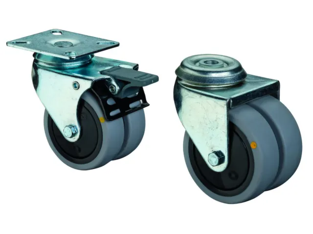 roulettes doubles pivotantes ESD,force 70kg,bandage caoutchouc