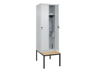 locker met bank,HxBxD 2120x600x815mm,2vak,vak B 300mm,draaigrendel - 3