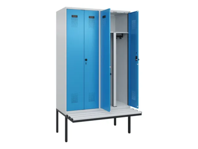 PBM-locker met bank,HxBxD 2120x1200x815mm,4vak,vak B 300mm