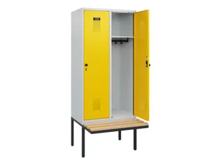 locker met bank,HxBxD 1950x800x815mm,2vak,vak B 400mm,draaigrendel - 1