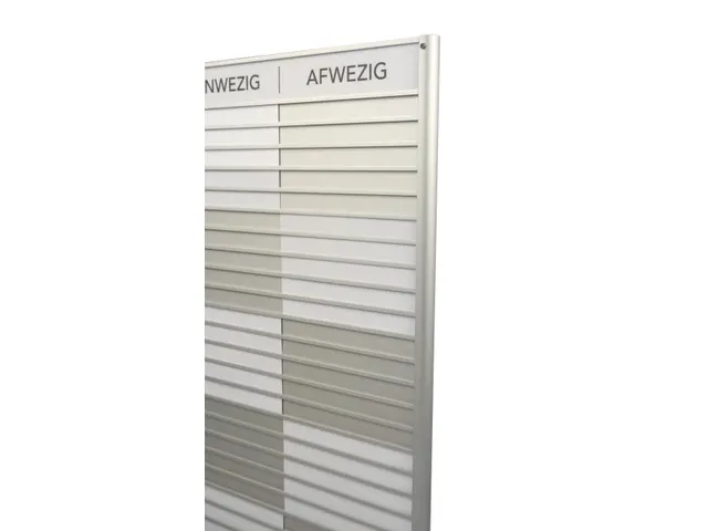 Menoor In-Uit bord 60 namen Aluminium Aanwezig/Afwezig Wit