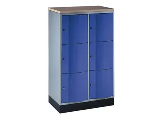 lockerkast,HxBxD 1255x770x640mm,2x3vakken,romp RAL7021,front RAL5010 - 1