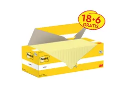 Memoblok 3M Post-it 654-CY 76x76mm geel voordeelpak