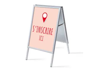 Stoepbord A1 complete set met print "S'incrire ici" Rood - 1