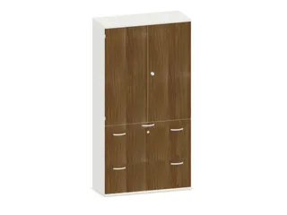kantoorkast,HxBxD 1920x1000x430mm,decor romp wit,decor front noten - 1