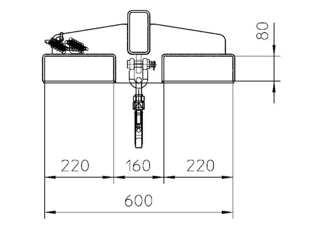 Kraanarm Telescoop Arm Neiging 25° Steunpoten L 1600mm 1t Lichtblauw