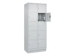 lockerkast,HxBxD 1950x800x500mm,2x5vakken,vak B 400mm,cil.-slot,sokkel