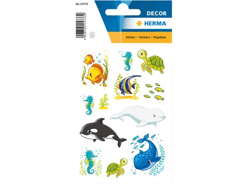 Etiket Herma 15733 Walvissen en Zeedieren 3x12 stickers