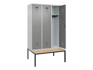 locker met bank,HxBxD 2120x1200x815mm,3vak,vak B 400mm,cilinderslot - 1