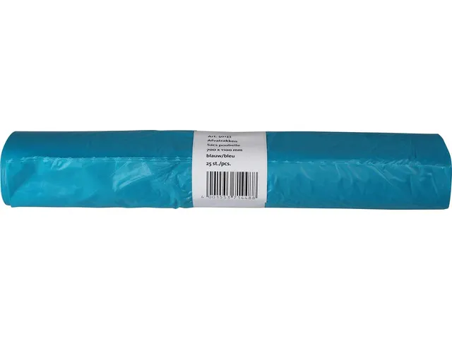 Vuilniszak 20 micron 70x110cm 120L HDPE blauw Rol van 25 stuks