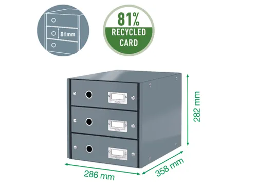 Ladenbox 3 Laden Leitz Click & Store 3 Laden Zwart 81% gerecycled kart
