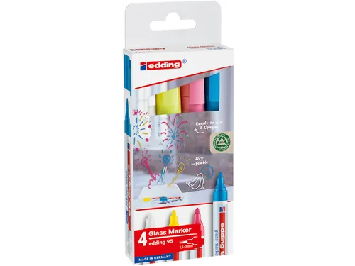 Viltstift edding 95 glasbord assorti incl wit