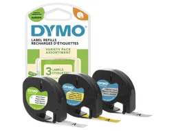 Labeltape Dymo Letratag 91240 3-pack Assorti 12mm