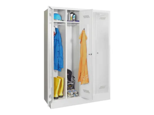 garderobekast,HxBxD 1850x1170x500mm,4vak,RAL7035,front RAL7035
