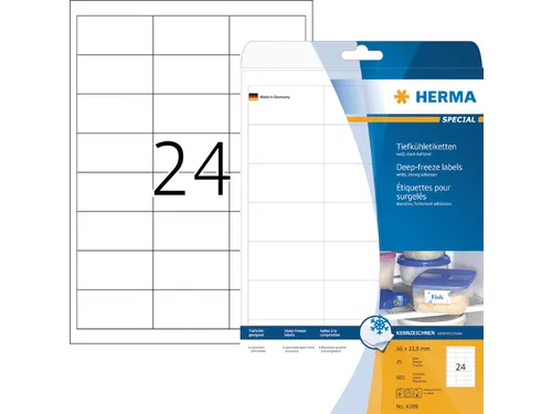 Etiket Herma 4389 66x33.8mm Diepvries Wit 600 stuks