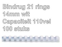 Bindrug Fellowes 14mm 21-rings A4 wit 100stuks