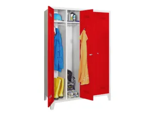 garderobekast,HxBxD 1850x1170x500mm,4vak,RAL7035,front RAL3000 - 2