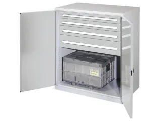 Materiaalkast Dubbelwandige Deur 1100x1000x600mm 4laden Ral7035 - 1
