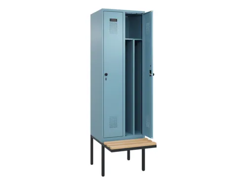 locker met bank,voor scheiding van kleding,HxBxD 2120x600x815mm,2vak