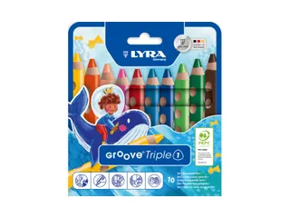 Kleurpotlood LYRA Groove Triple One extra dik set à 10 kleuren - 1