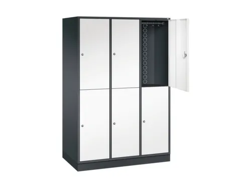 Dubbeldekse garderobekast,HxBxD 1950x1220x600mm,3x2vak.,vak B 360mm