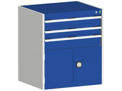 ladekast HxBxD 900x800x750mm 3laden RAL7035 front RAL5010