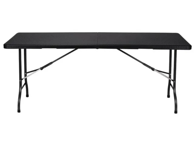 Klaptafel weerbestendige vouwtafel Rotanlook Zwart 180x75x72cm