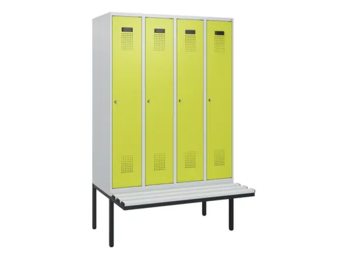 locker met bank,HxBxD 1950x1200x815mm,4vak,vak B 300mm,cilinderslot